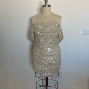 Elegant Silver Sequin Dress